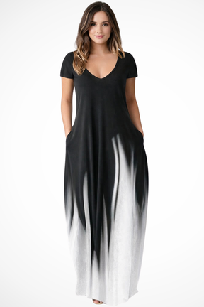 Lenora | Women Ombre V Neck Short Sleeve Casual Maxi Dress