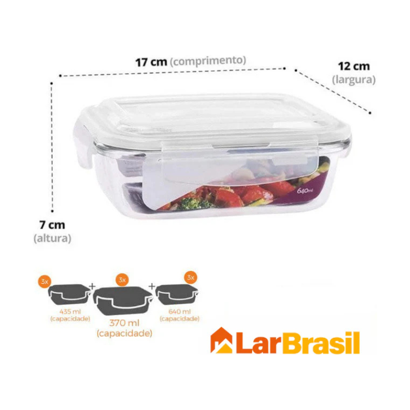 Kit com 15 Potes Herméticos de Vidro + 10 Copos de Vidro Aruba de Brinde