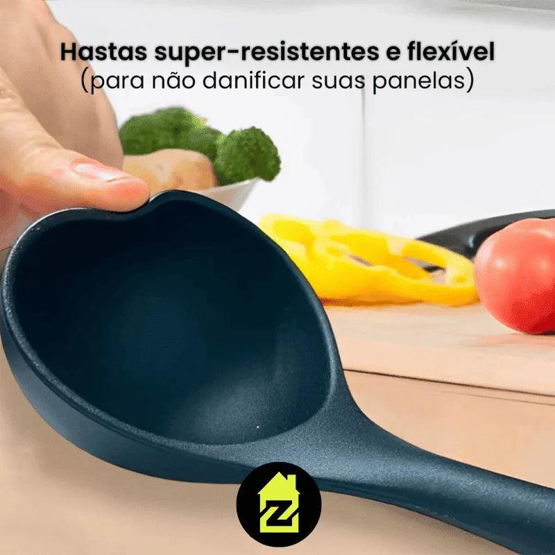 Kit Completo 12 Utensílios de Cozinha — Silicone Premium, Não Risca Panelas e Resiste a Altas Temperaturas