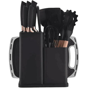 Kit 19 Peças Utensílios de Cozinha com Tábua — Silicone Premium, Não Risca e Resiste a Altas Temperaturas