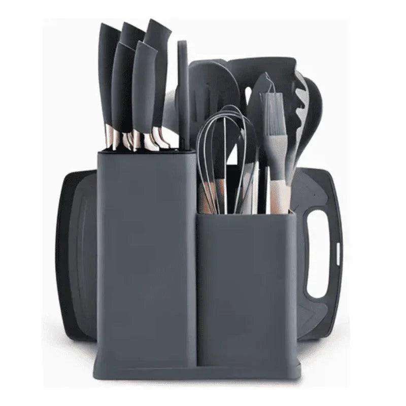 Kit 19 Peças Utensílios de Cozinha com Tábua — Silicone Premium, Não Risca e Resiste a Altas Temperaturas