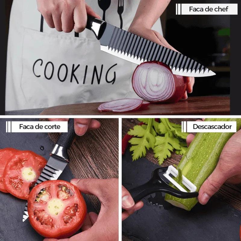 Kit de 6 Facas Premium — Super Afiadas, Antiaderentes e Ideais para Churrasco e Cozinha