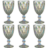 Jogo 6 Taças de Vidro 325ml Diamond Rainbow Metalizada Lyor