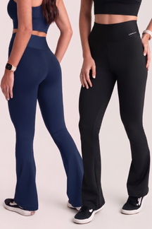 Kit 2 Calça Flare Fitness Feminina Flow Zero Transparência