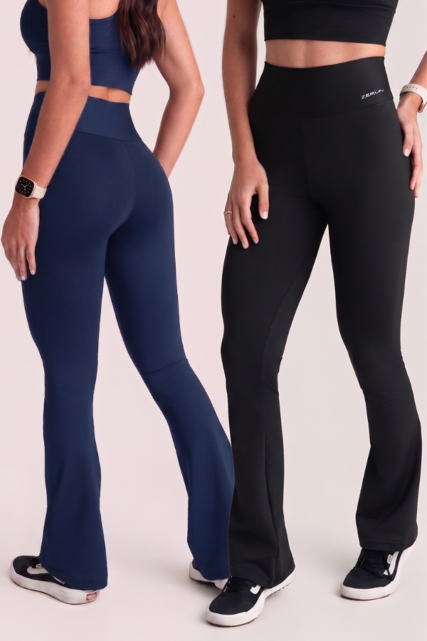 Kit 2 Calça Flare Fitness Feminina Flow Zero Transparência