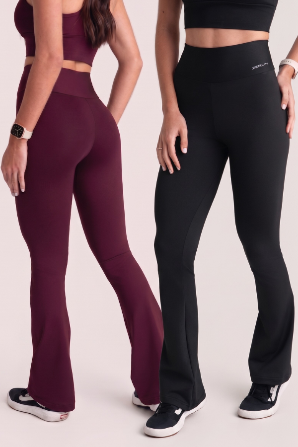 Kit 2 Calça Flare Fitness Feminina Flow Zero Transparência