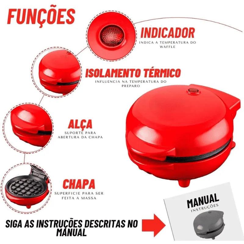 Máquina de Waffle Elétrica Antiaderente — Prática, Rápida e Waffles Perfeitos em Minutos