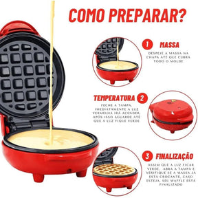 Máquina de Waffle Elétrica Antiaderente — Prática, Rápida e Waffles Perfeitos em Minutos