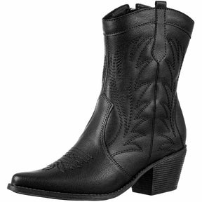 Bota Feminina Western Texana Cano Curto Bordada