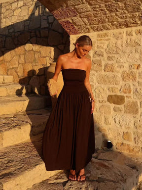 Isabella | Women’s Strapless Pleated Maxi Summer Dress