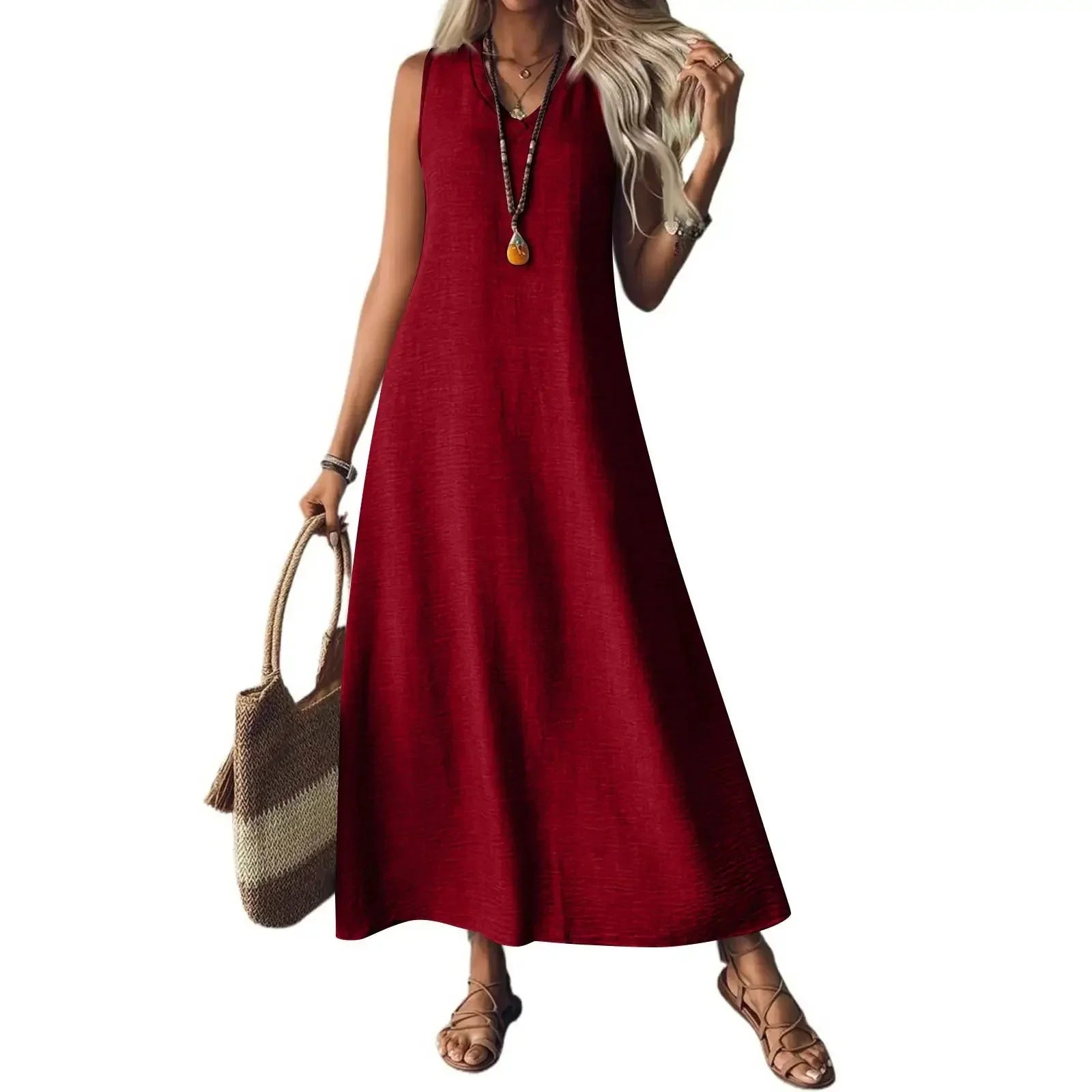 Edith | Women’s Sleeveless V Neck Maxi Summer Dress