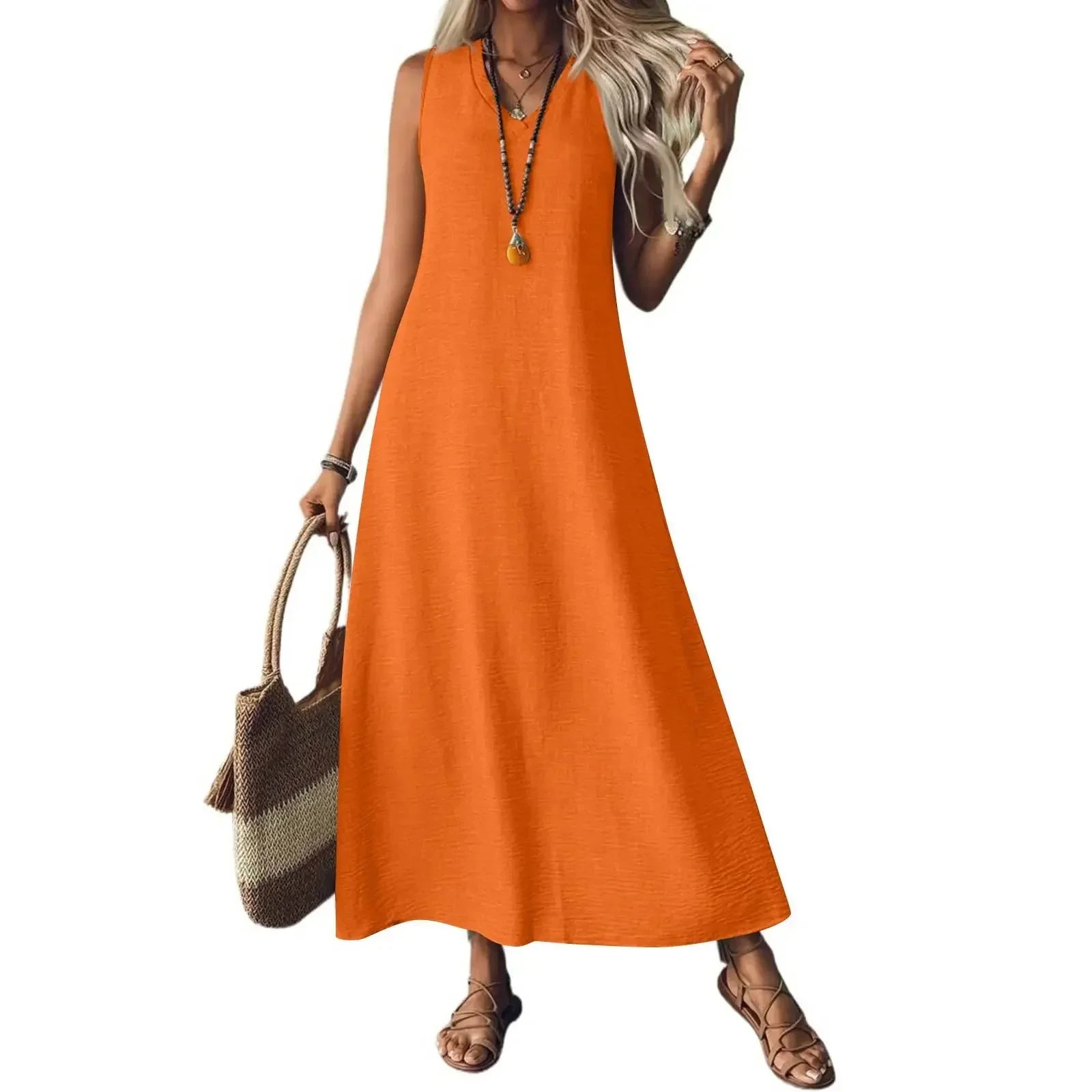 Edith | Women’s Sleeveless V Neck Maxi Summer Dress