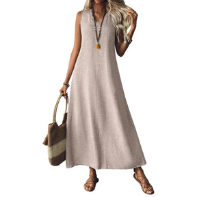 Edith | Women’s Sleeveless V Neck Maxi Summer Dress