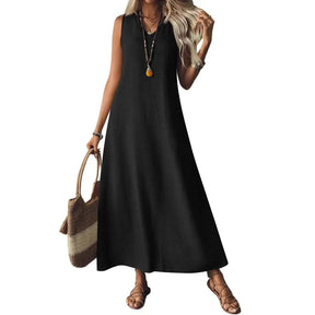 Edith | Women’s Sleeveless V Neck Maxi Summer Dress