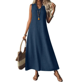 Edith | Women’s Sleeveless V Neck Maxi Summer Dress