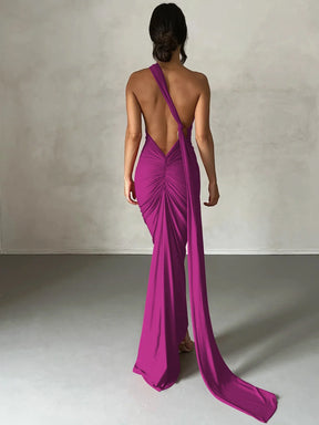 Eleanor | Women’s One Shoulder Ruched Maxi Summer Wedding Dress