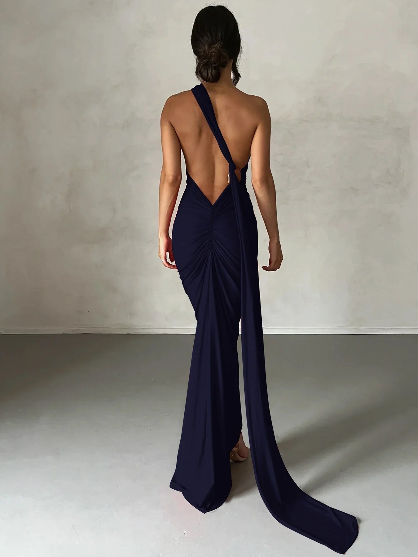 Eleanor | Women’s One Shoulder Ruched Maxi Summer Wedding Dress