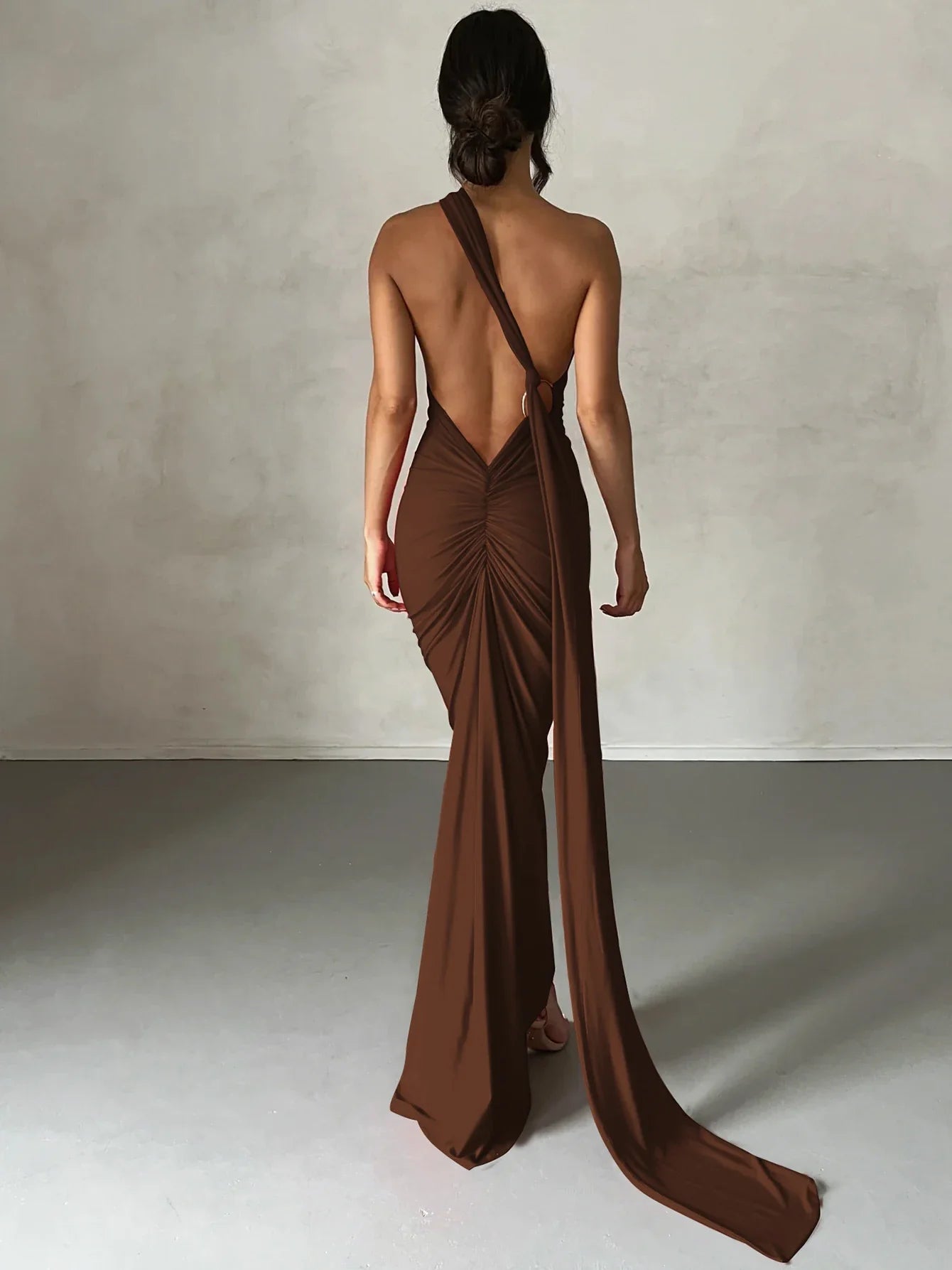 Eleanor | Women’s One Shoulder Ruched Maxi Summer Wedding Dress