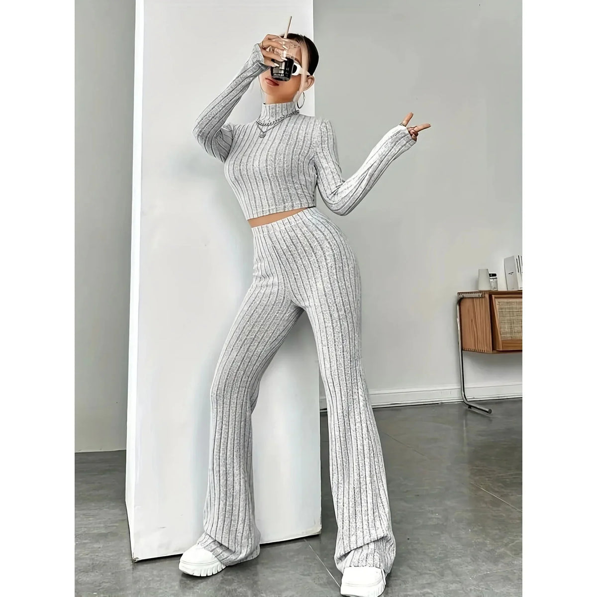 Conjunto de Suéter e Calça Feminina Milene