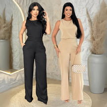 Kit 2 Conjuntos Feminino Mulher Elegante Calça Pantalona e Blusa Conjunto Casual Versátil