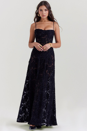 Maxikleid Miriam – luxuriöses Modell aus Polyester, fließend & charmant