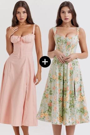 Midikleider Anna & Sophie – Klassischer Look aus Polyester | Kaufe 1, erhalte 2