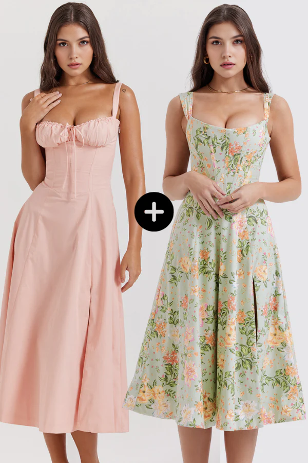 Midikleider Anna & Sophie – Klassischer Look aus Polyester | Kaufe 1, erhalte 2
