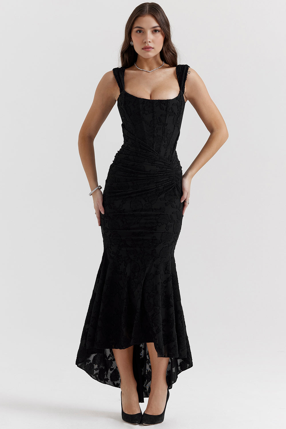 Maxikleid Hannah – Bustierstil aus Polyester, stilvoll & tailliert