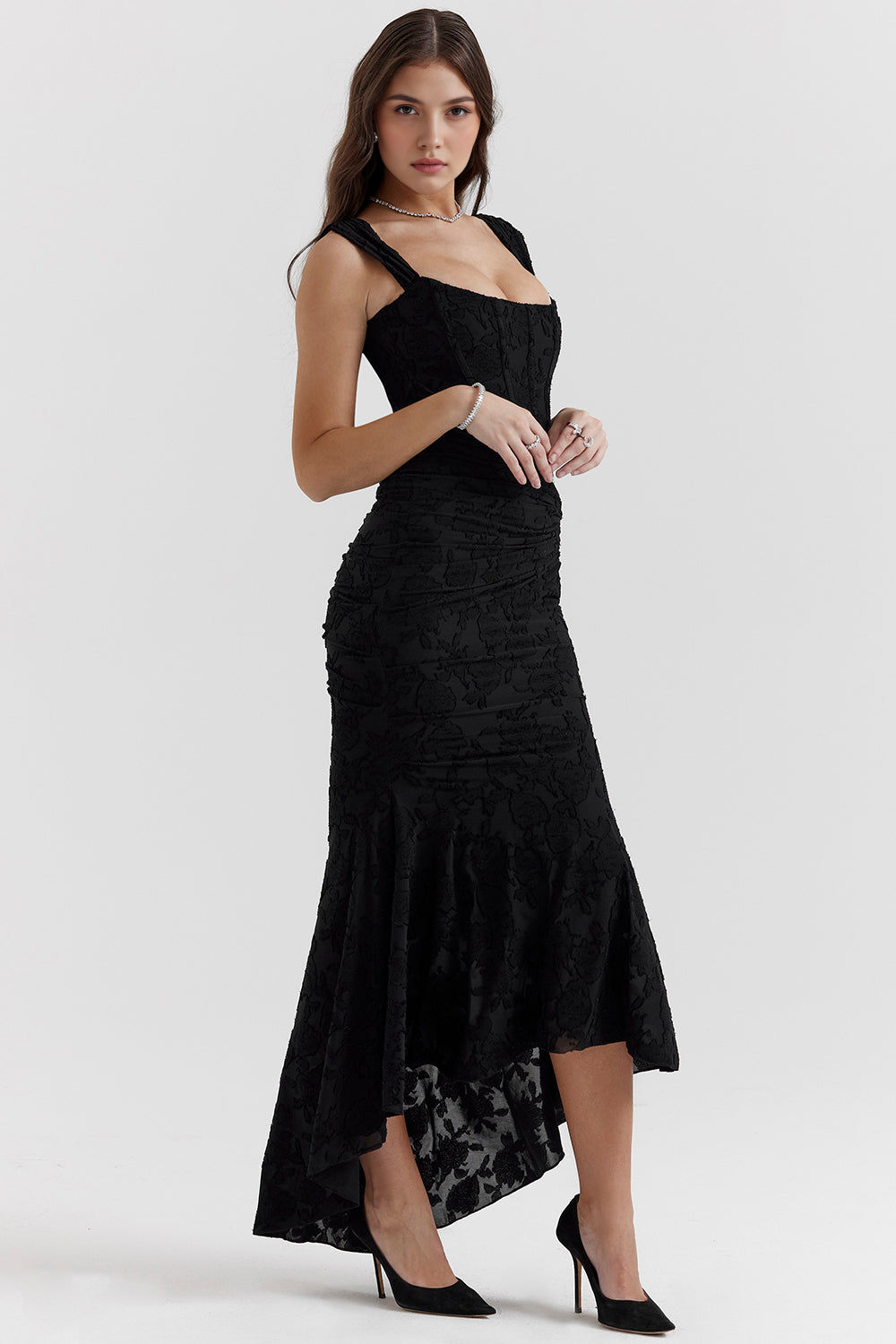Maxikleid Hannah – Bustierstil aus Polyester, stilvoll & tailliert