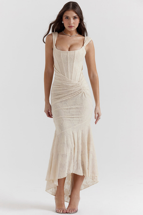 Maxikleid Hannah – Bustierstil aus Polyester, stilvoll & tailliert