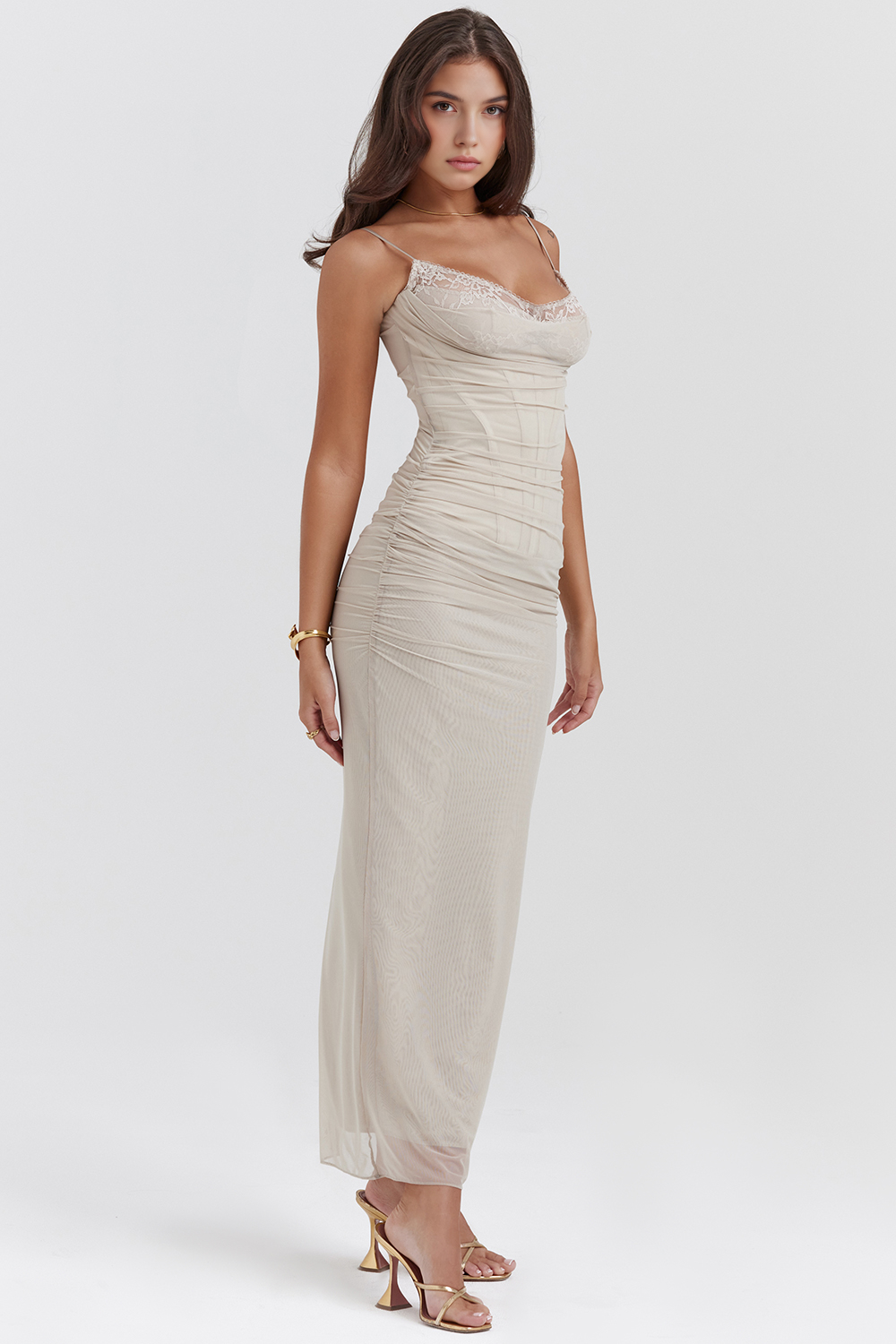 Maxikleid Larissa – feminines Bustier aus Polyester, klassisch-lang