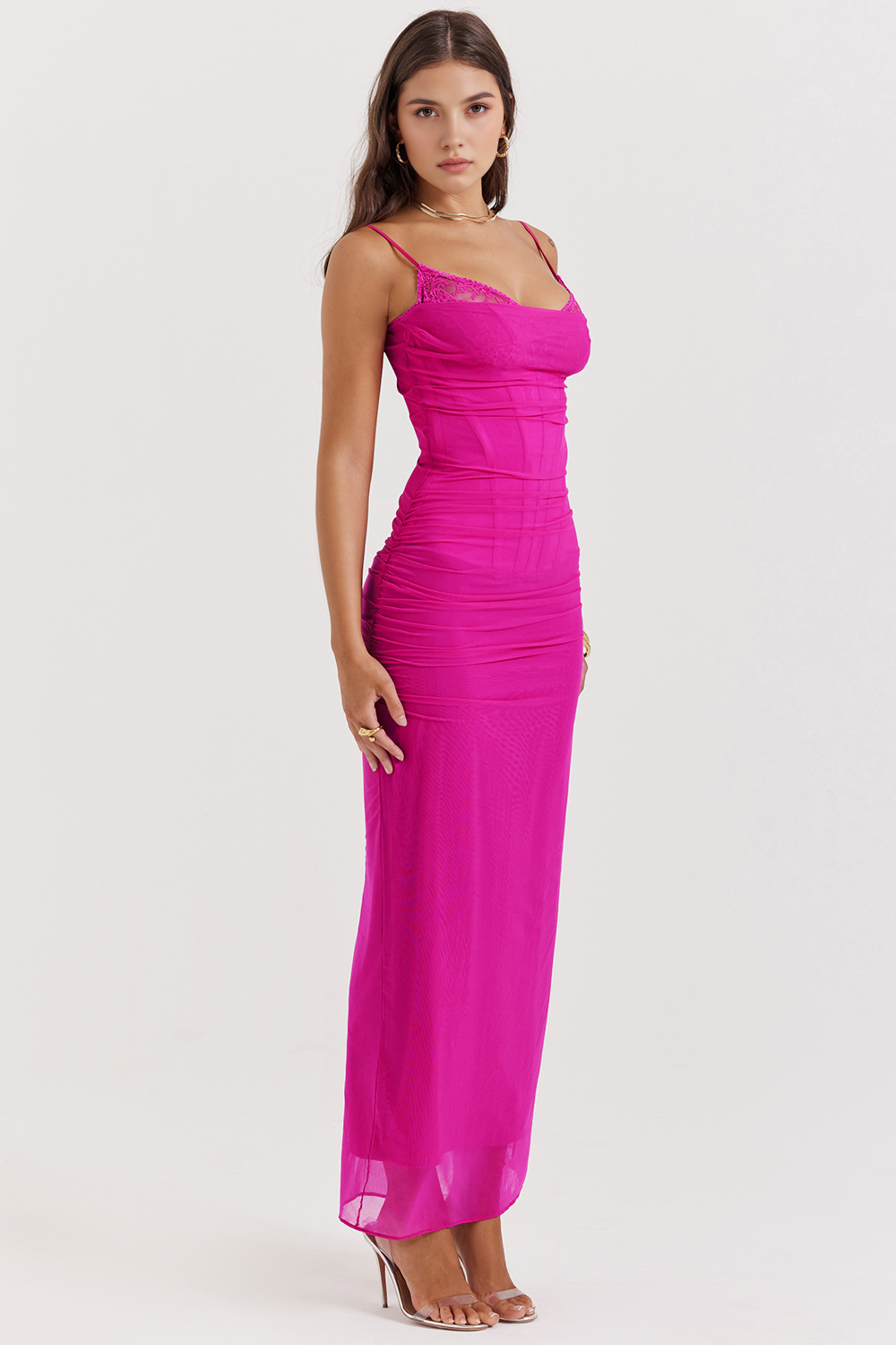 Maxikleid Larissa – feminines Bustier aus Polyester, klassisch-lang