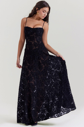 Maxikleid Miriam – luxuriöses Modell aus Polyester, fließend & charmant