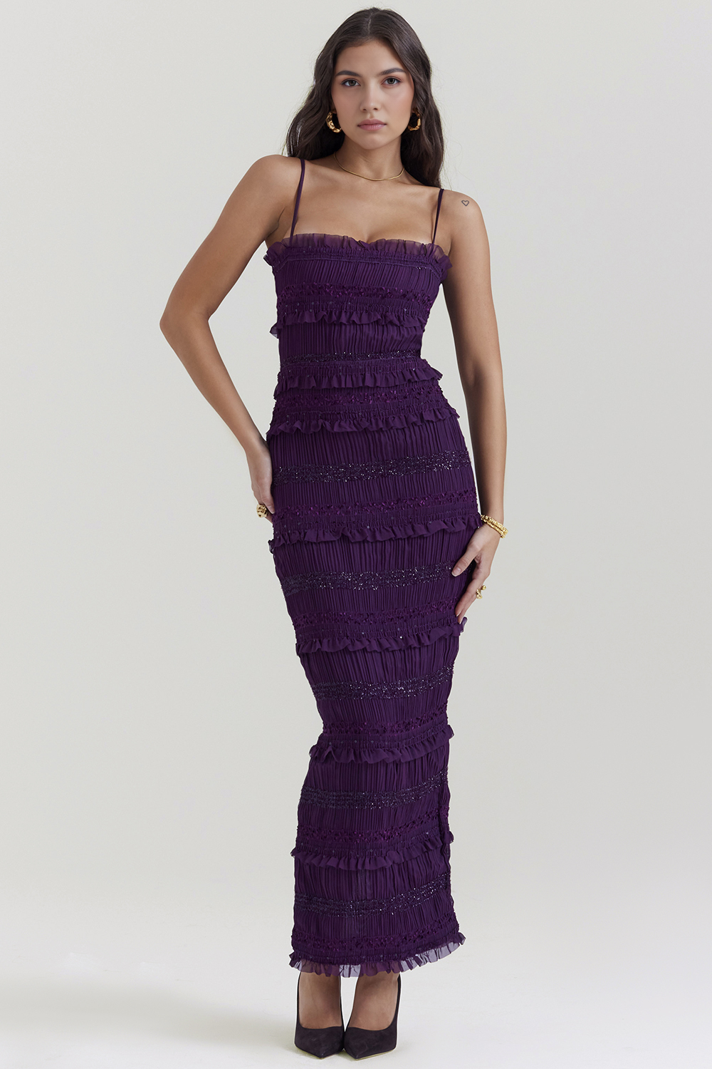 Maxikleid Elina – aus Polyester, elegant mit weicher Silhouette