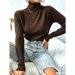 Blusa Feminina Tricô Manga Longa Gola Alta | PROMOÇÃO OUTONO/INVERNO