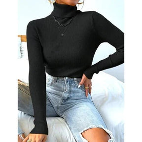 Blusa Feminina Tricô Manga Longa Gola Alta | PROMOÇÃO OUTONO/INVERNO