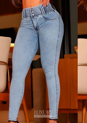 Calça Jeans Modeladora Super Lipo Empina Bumbum Cós Elástico - C450